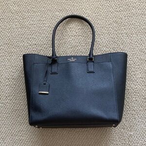 Kate Spade Large Black Tote Bag Multi Compartments Zip Top Closure Laptop EUC